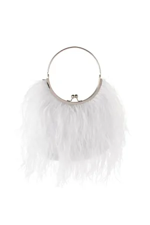Penny Feathered Frame Bag - White
