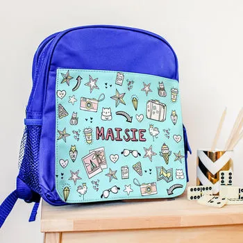 Personalised Backpack With Doodle Graffiti Design