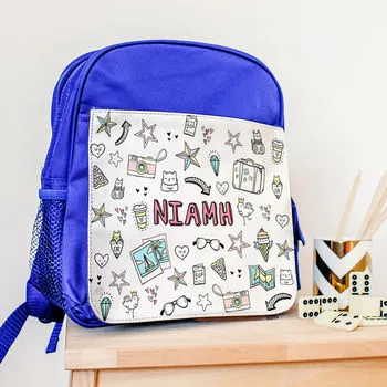 Personalised Backpack With Doodle Graffiti Design