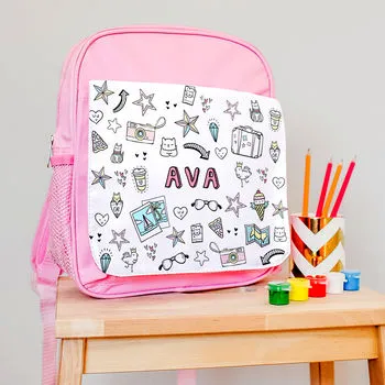 Personalised Backpack With Doodle Graffiti Design