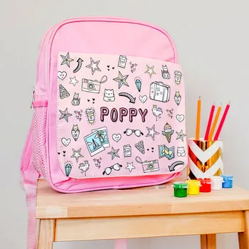 Personalised Backpack With Doodle Graffiti Design
