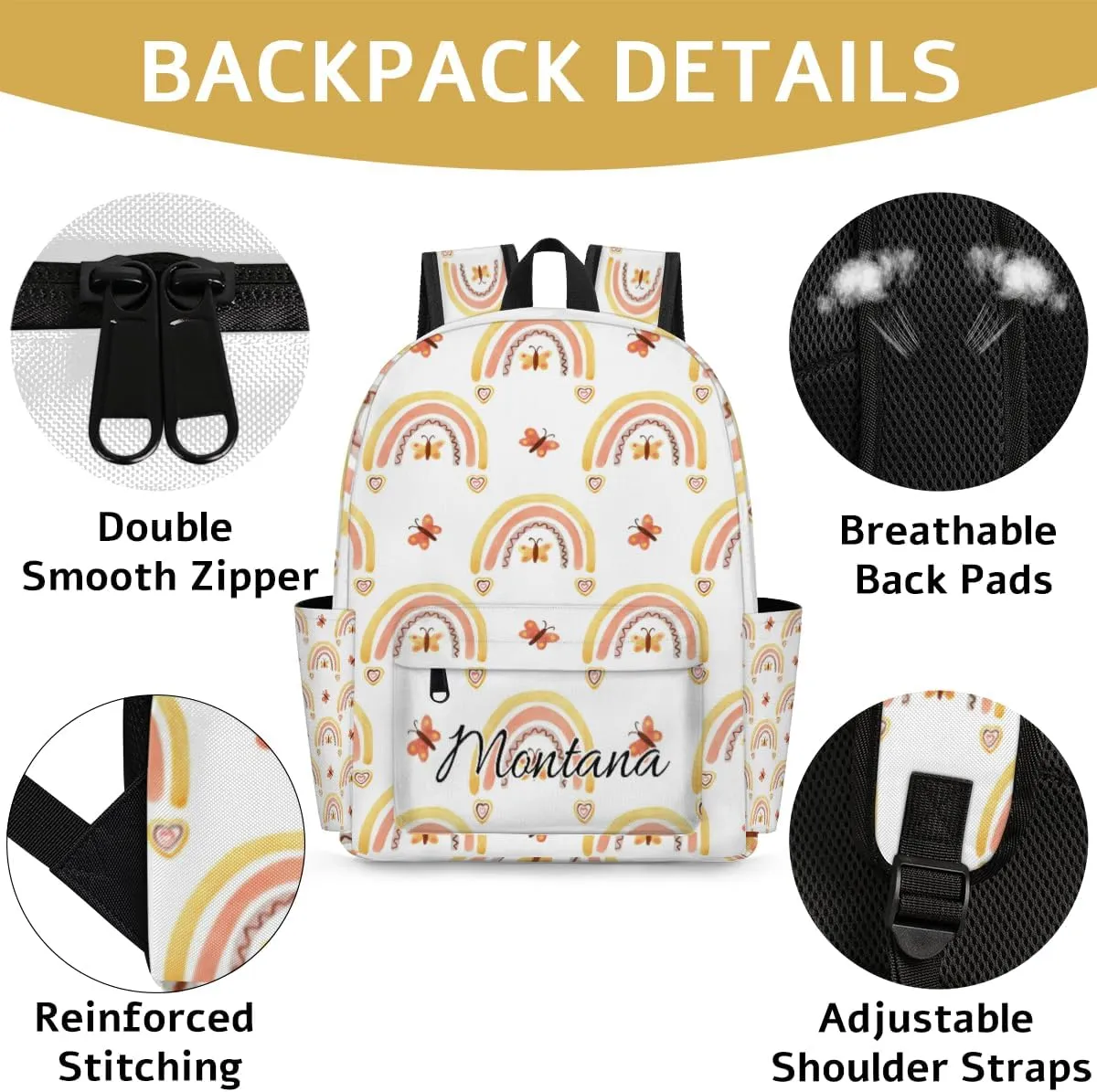 Personalized Backpack for Kids Girls Preschool Elementary Backpack Toddler Cute Kindergarten Bookbag