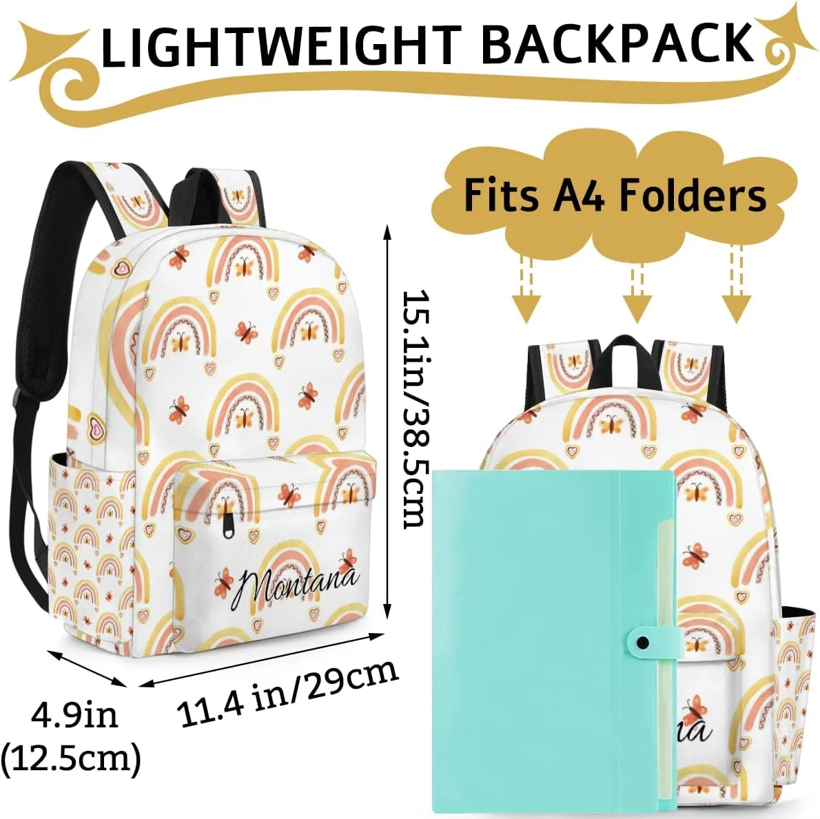 Personalized Backpack for Kids Girls Preschool Elementary Backpack Toddler Cute Kindergarten Bookbag