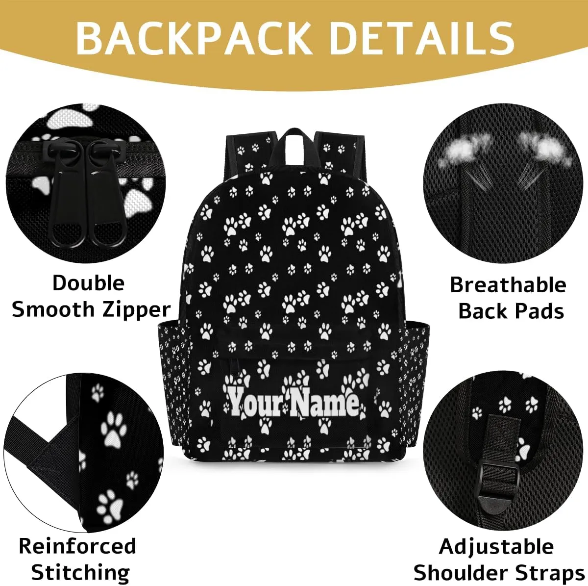 Personalized Dog Paw Print Preschool Toddler Backpack for Boys Girls Custom Kids Name Small Bookbags Kindergarten Elementary Backpack, Paw Print