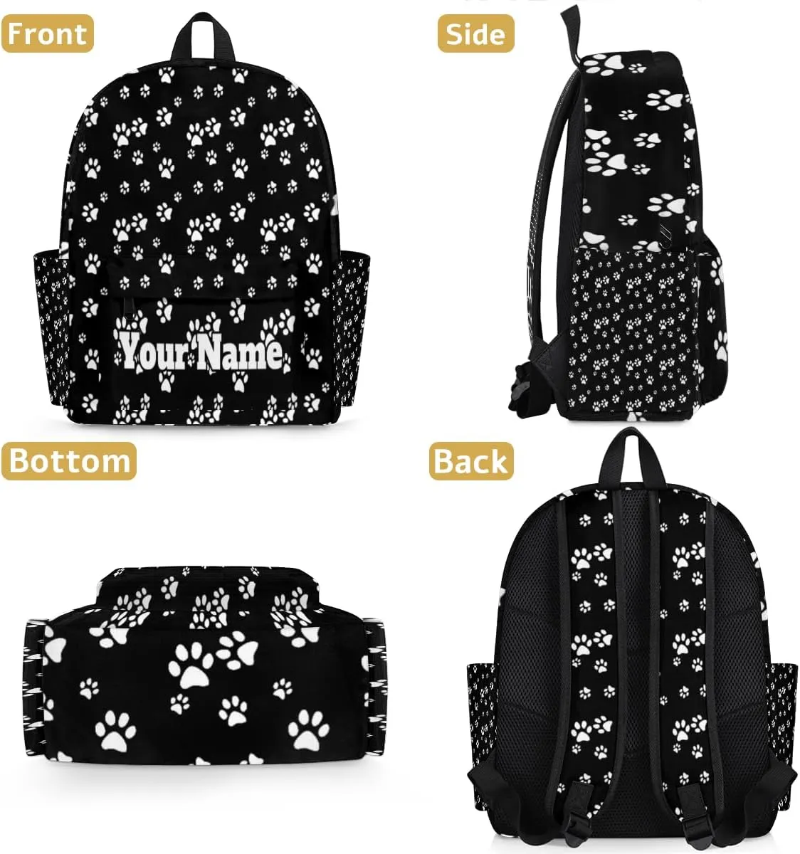 Personalized Dog Paw Print Preschool Toddler Backpack for Boys Girls Custom Kids Name Small Bookbags Kindergarten Elementary Backpack, Paw Print