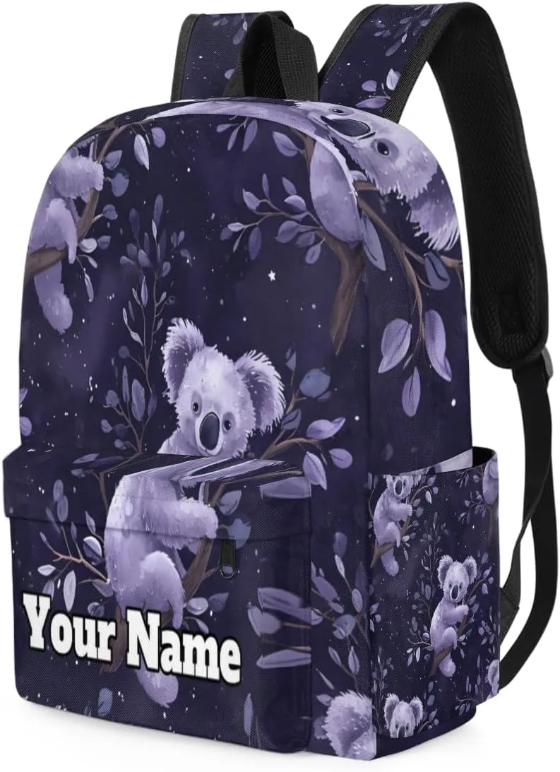 Personalized Koala Bear Preschool Toddler Backpack for Boys Girls Custom Kids Name Small Bookbags Kindergarten Elementary Backpack, Cute Koalas Bear Print
