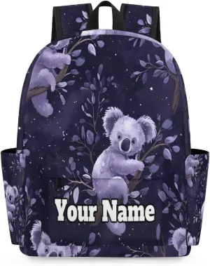 Personalized Koala Bear Preschool Toddler Backpack for Boys Girls Custom Kids Name Small Bookbags Kindergarten Elementary Backpack, Cute Koalas Bear Print
