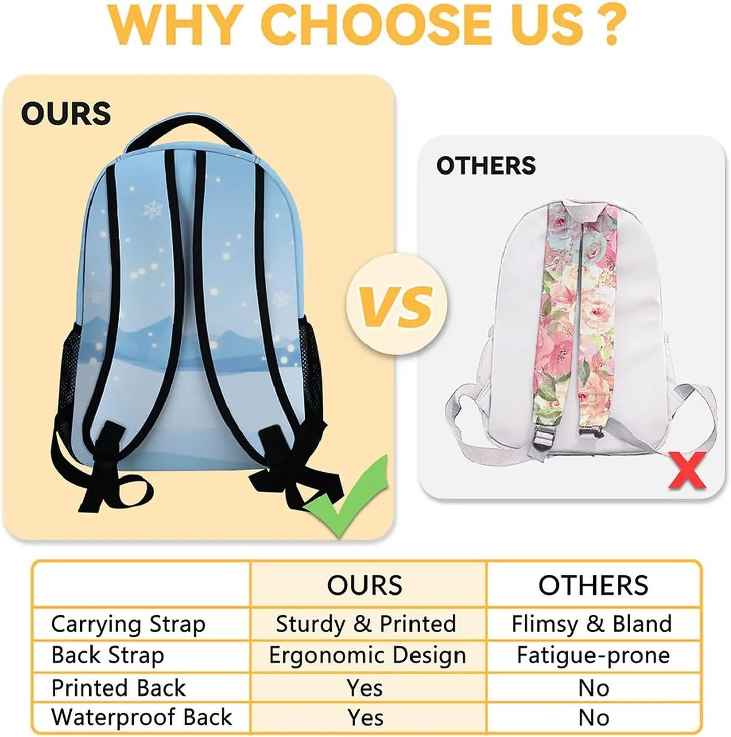 Personalized Penguin Backpacks for Girls, 16 Inch Cute Backpack for School, Blue, Large Capacity, Durable, Lightweight Bookbag for Boys Travel