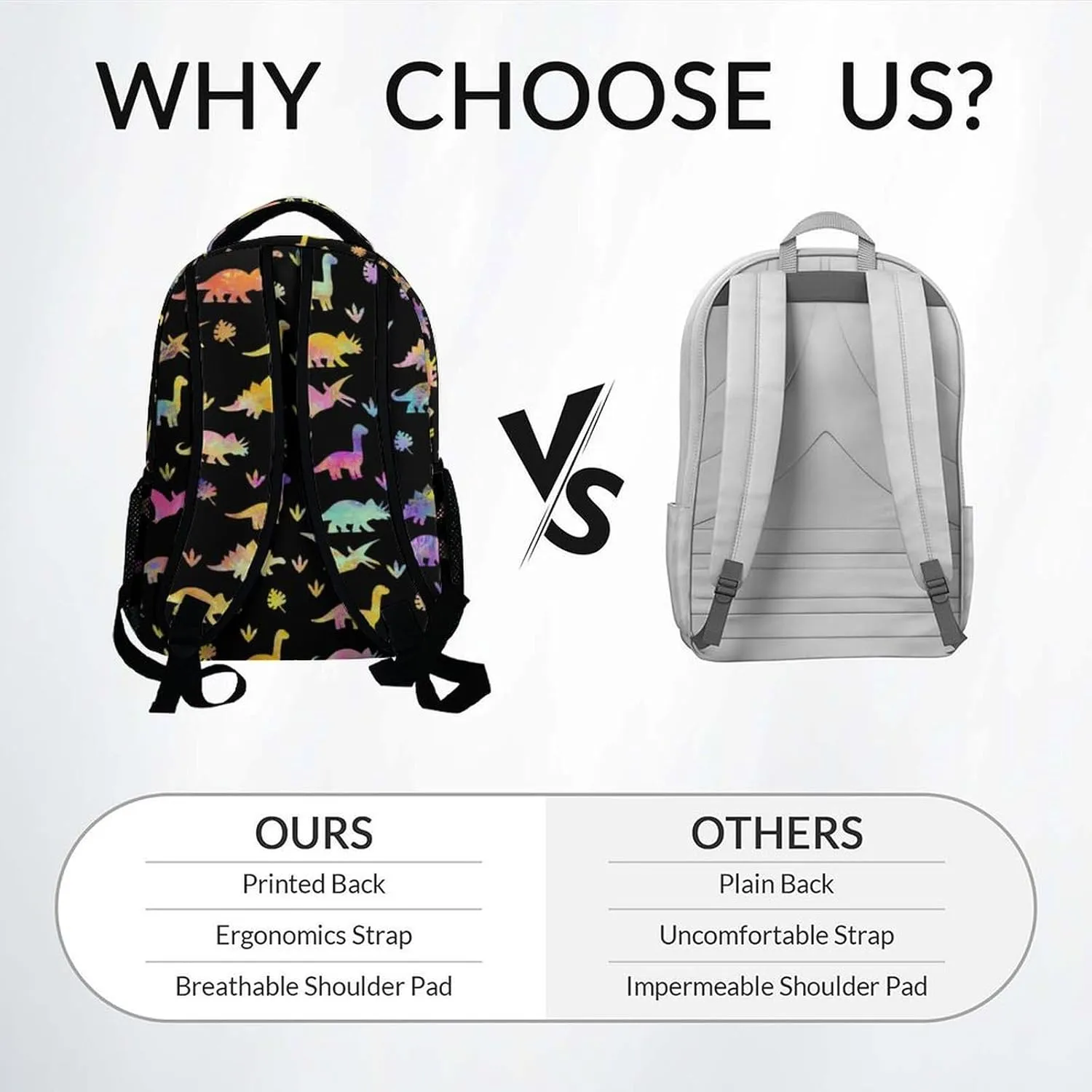 Personalized School Backpack for Boys - 17 Inch Large Capacity Aesthetic Kid Backpack - Black Durable Dinosaur Bookbag for School, Travel and Camp
