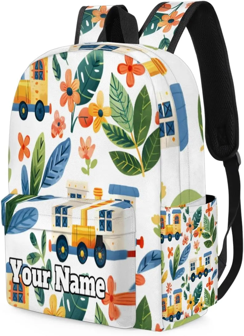 Personalized Trains Cars Preschool Toddler Backpack for Boys Girls Custom Kids Name Small Bookbags Kindergarten Elementary Backpack, Cars Print