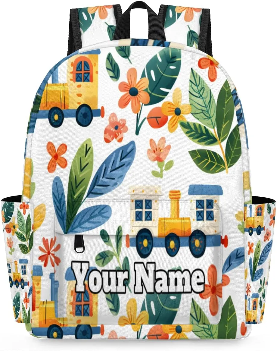 Personalized Trains Cars Preschool Toddler Backpack for Boys Girls Custom Kids Name Small Bookbags Kindergarten Elementary Backpack, Cars Print