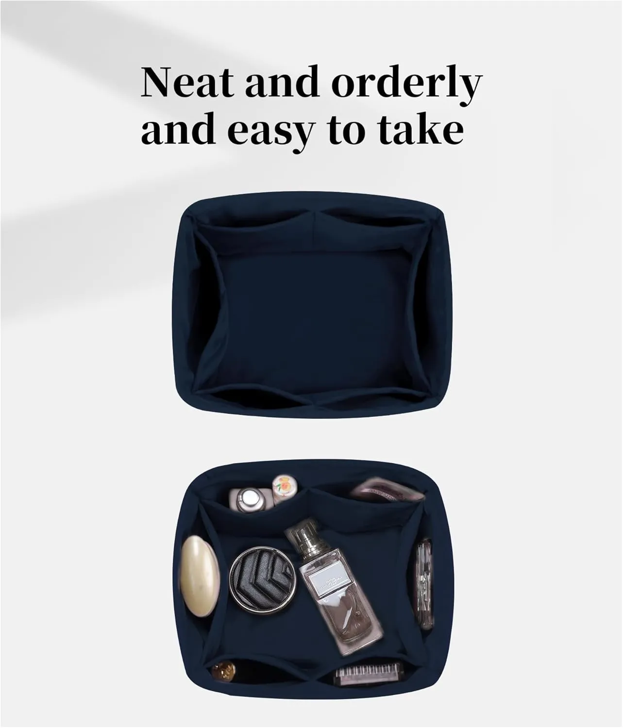 Picotin 18 Bag Insert, Purse Organizer Insert Compatible with Hermes Picotin Bag, Lightweight and Soft Bag Organizer Insert, Satin Inner Bag with Multiple Pockets(Picotin18,Blue nuit)