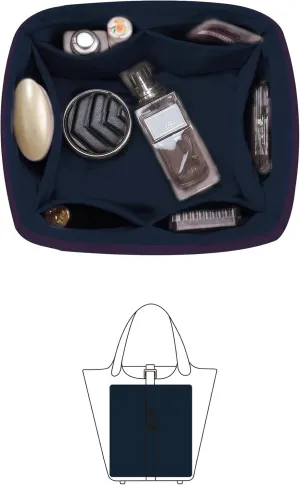 Picotin 18 Bag Insert, Purse Organizer Insert Compatible with Hermes Picotin Bag, Lightweight and Soft Bag Organizer Insert, Satin Inner Bag with Multiple Pockets(Picotin18,Blue nuit)