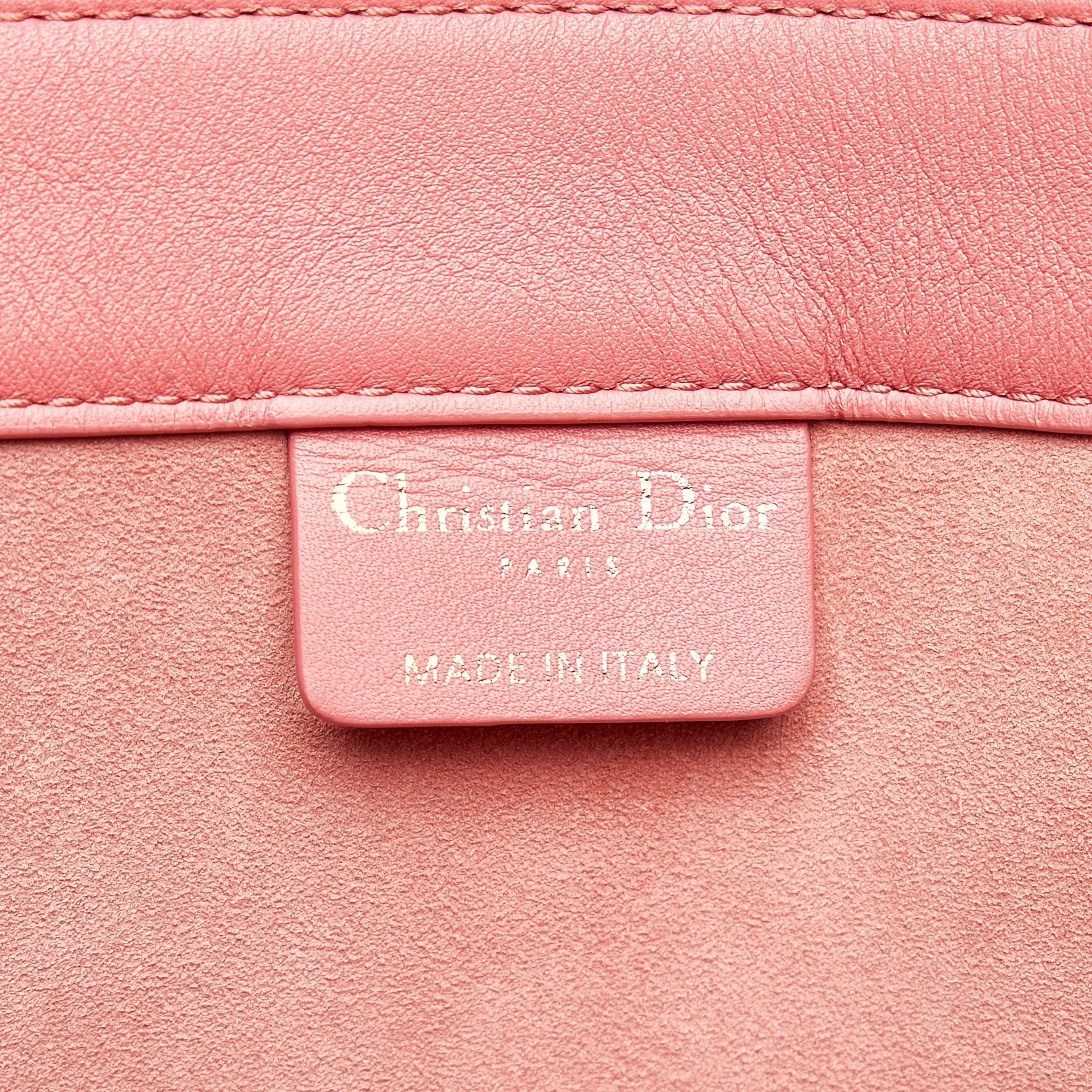 Pink Dior Medium Embossed Book Tote