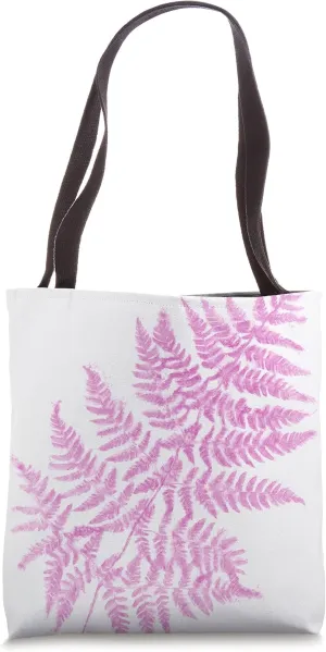 Pink Fern Leafy Garden Plant Fern Frond Tote Bag