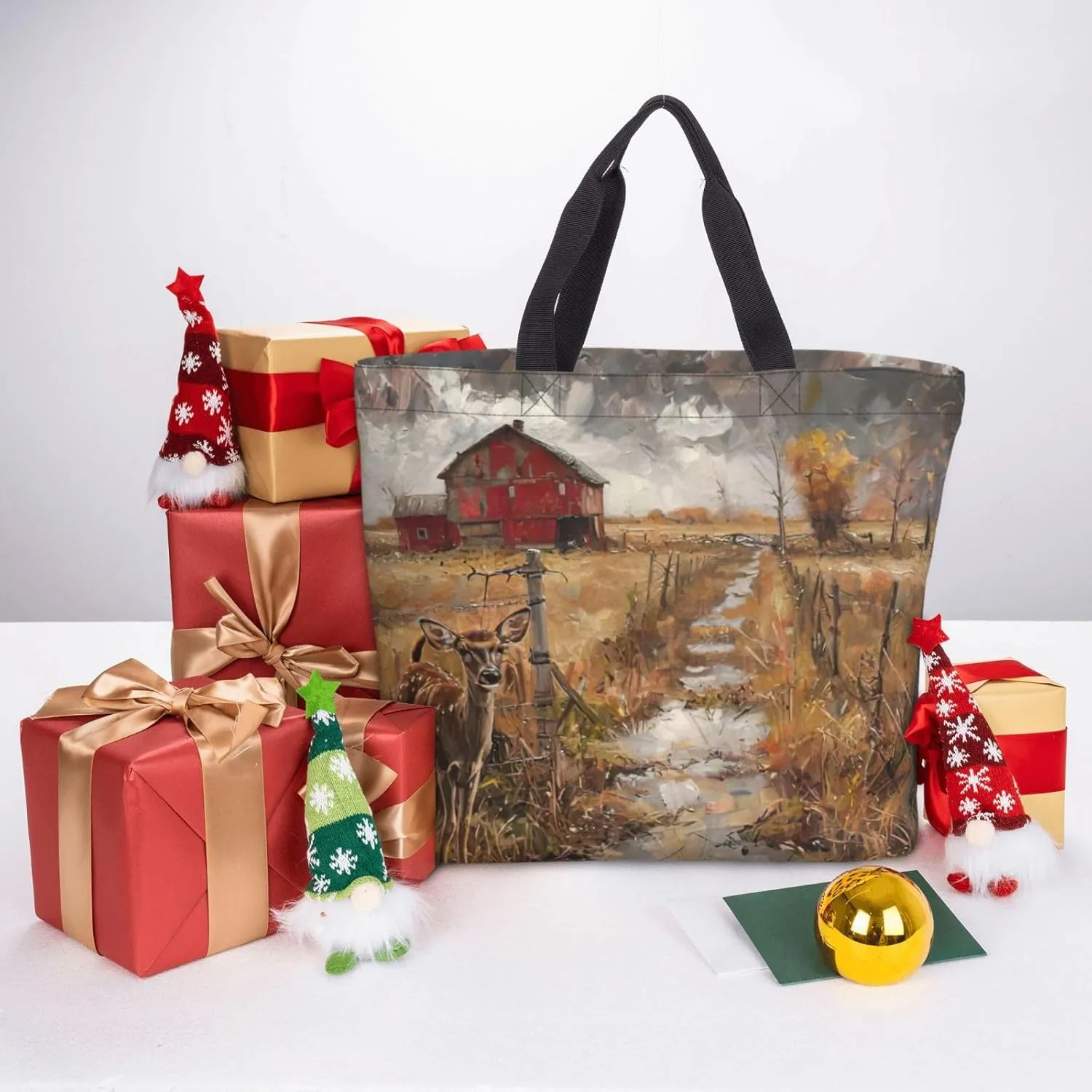 Plaid Red And Black Print Tote Bags Reusable Grocery Bag Shoulde Bag Handbag For Office Shopping Travel Women