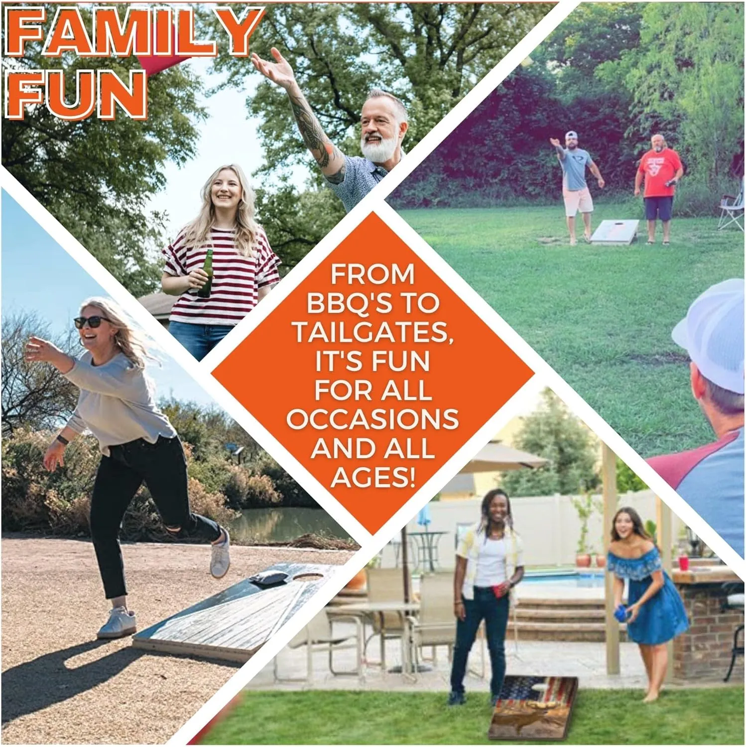 Plank Wood Cornhole Boards - WSOC Runway Series - Officially Licensed Regulation Size World Series of Cornhole Set - Outdoor Lawn Game