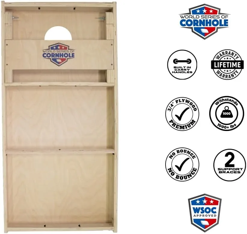 Plank Wood Cornhole Boards - WSOC Runway Series - Officially Licensed Regulation Size World Series of Cornhole Set - Outdoor Lawn Game