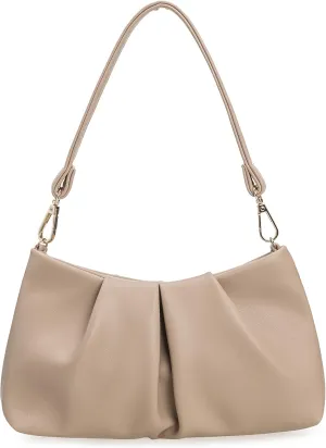 Pleated PU Clutch Evening Purse for Women Dressy Formal Faux Leather Shoulder Handbag