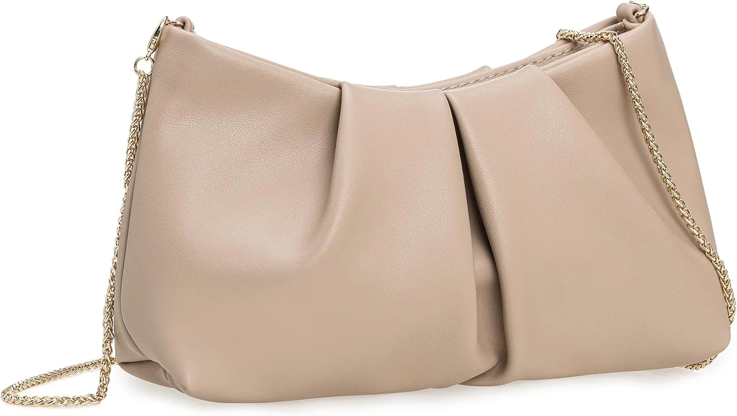 Pleated PU Clutch Evening Purse for Women Dressy Formal Faux Leather Shoulder Handbag
