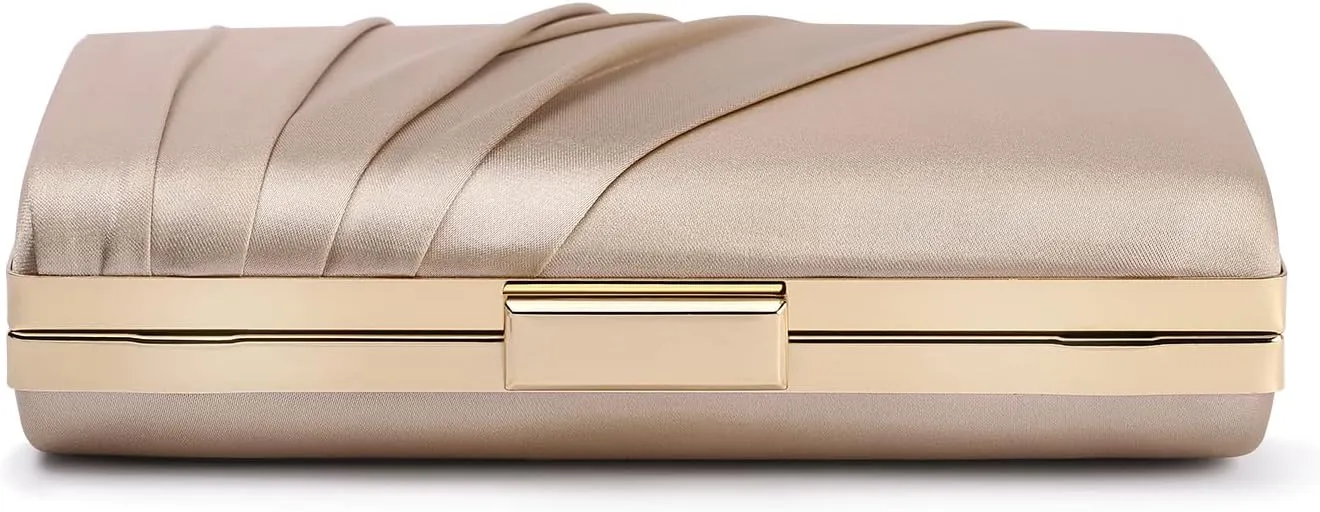 Pleated Satin Clutch Purse For Women Wedding Bridal Clutch Bag Prom Party Clutch