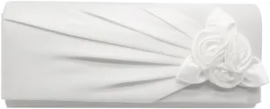 Pleated Satin Floral Evening Purse for Women Chic Soft Handbag Fit for Wedding Dress Ball Gown Formal Dress
