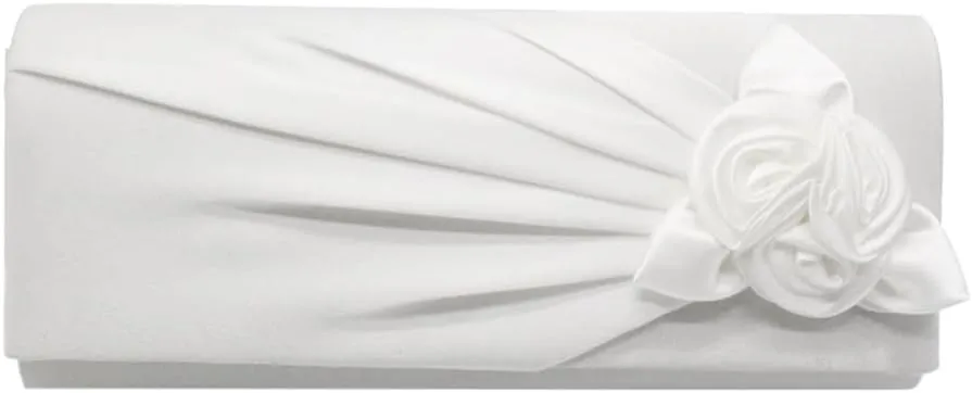 Pleated Satin Floral Evening Purse for Women Chic Soft Handbag Fit for Wedding Dress Ball Gown Formal Dress