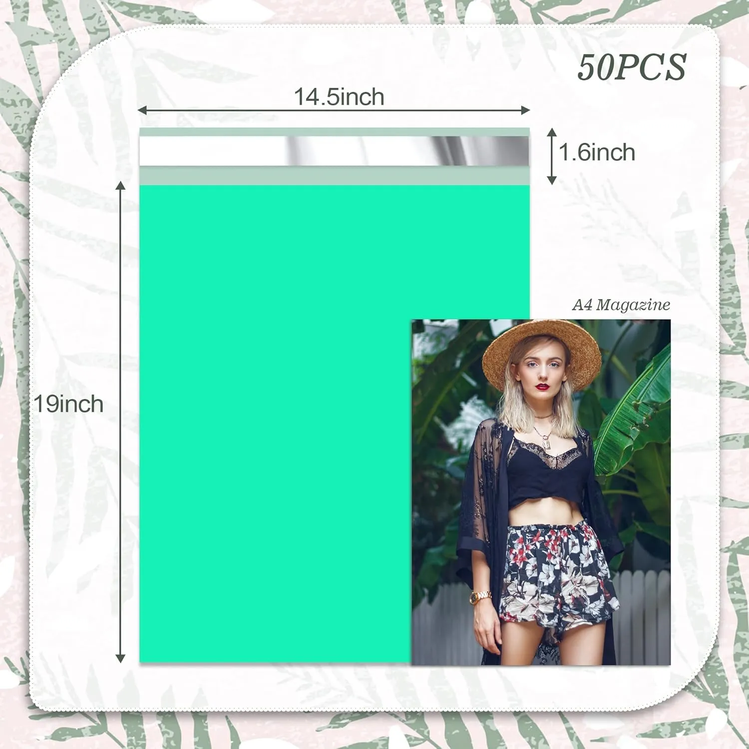 Poly Mailers 14.5x19 Inch 50 Pcs, Self Seal Shipping Bags with 2.4 Mil, Waterproof and Tear-resistant Mailers Poly Bags, Strong Adhesive Shipping Envelopes for Clothing, Teal