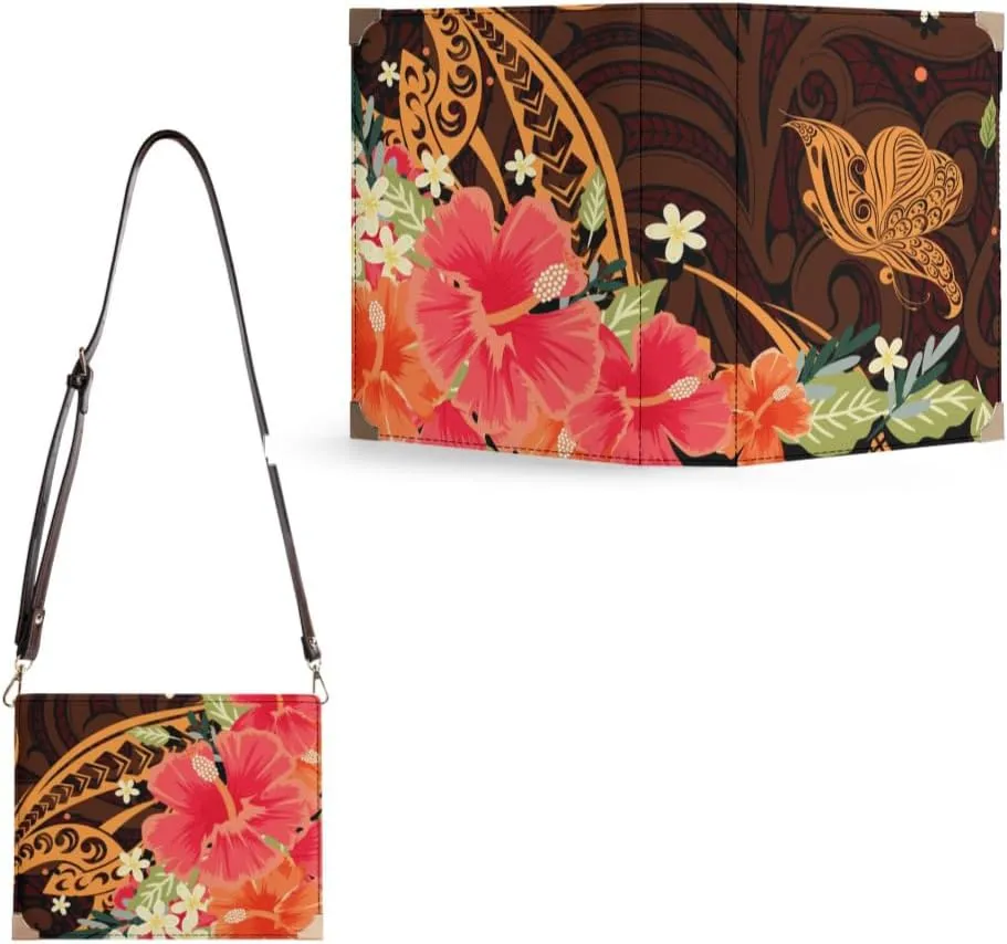 Polynesian Tribal Print Custom Book Square Crossbody Bag Pattern Custom Shoulder Strap Bible Storage Bag