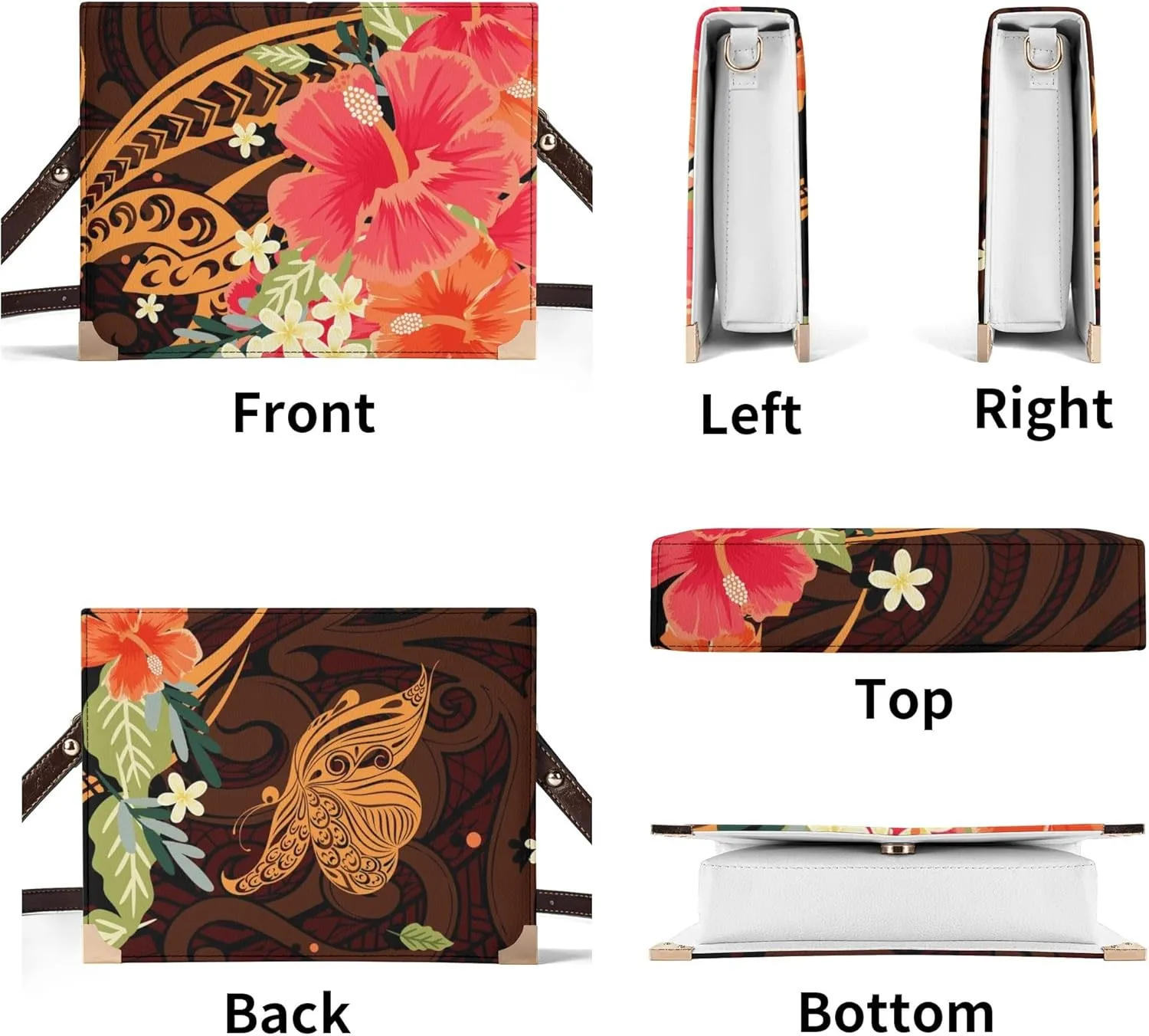 Polynesian Tribal Print Custom Book Square Crossbody Bag Pattern Custom Shoulder Strap Bible Storage Bag