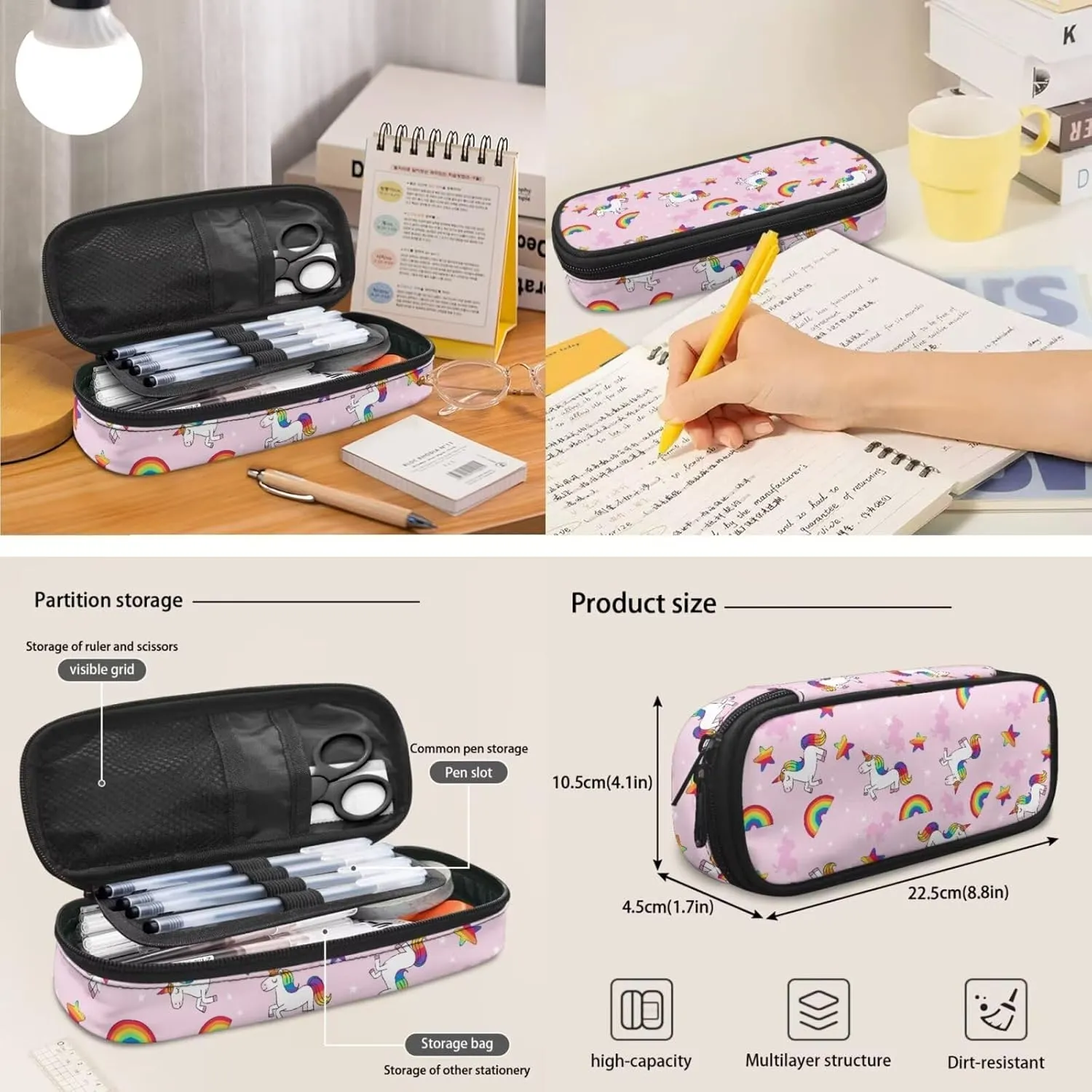Pony Print 3-In-1 Kids Backpack Set Rainbow Daypack and Insulated Lunch Box for Girls Travel Luggage Backpacks Comfortable Laptop Bookbag for Children Students