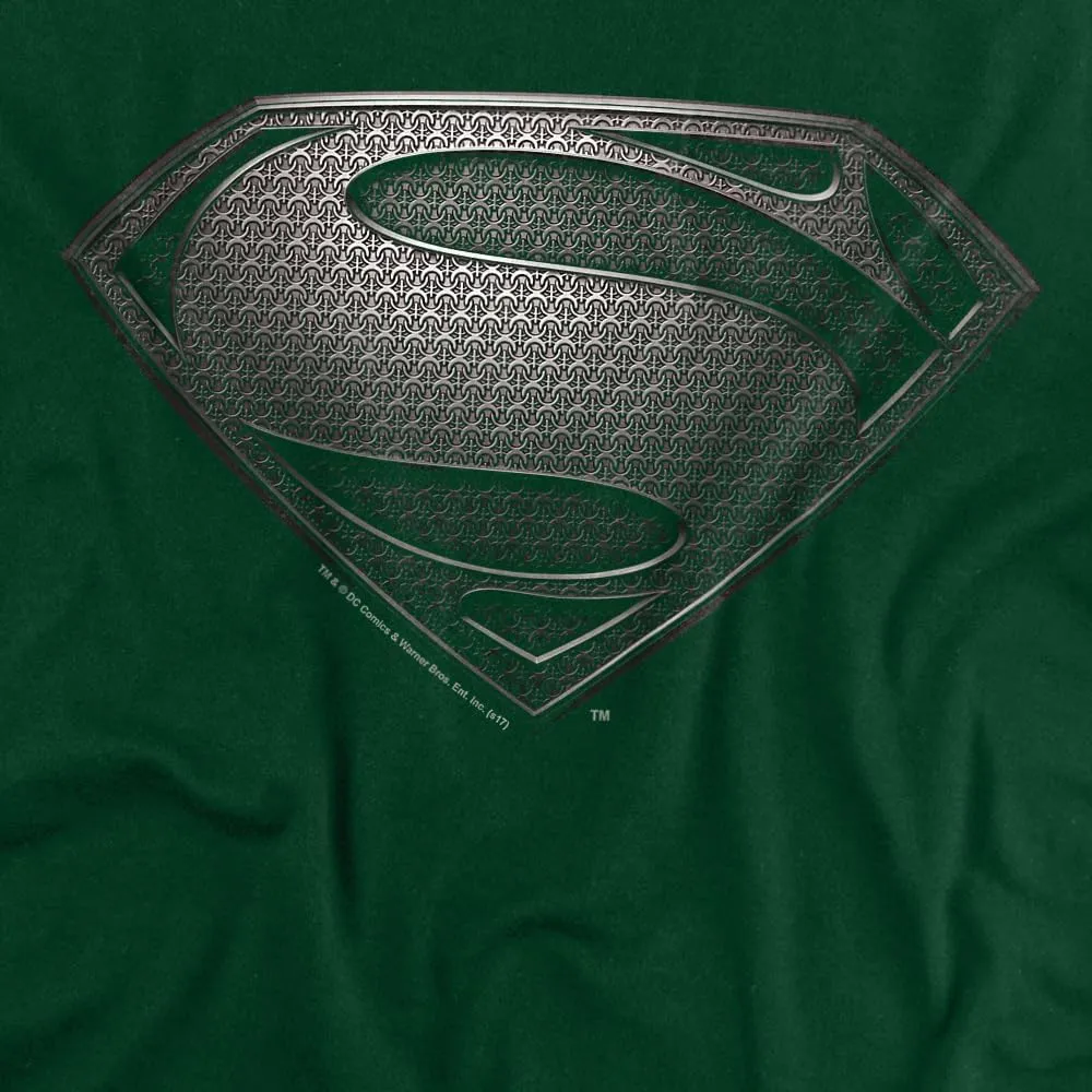 Popfunk Classic Superman Man of Steel Movie Gray Shield Black T Shirt