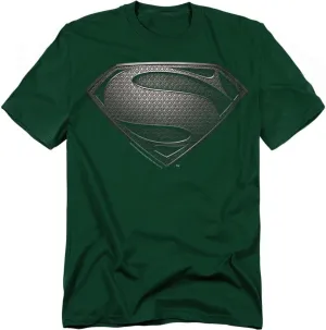 Popfunk Classic Superman Man of Steel Movie Gray Shield Black T Shirt