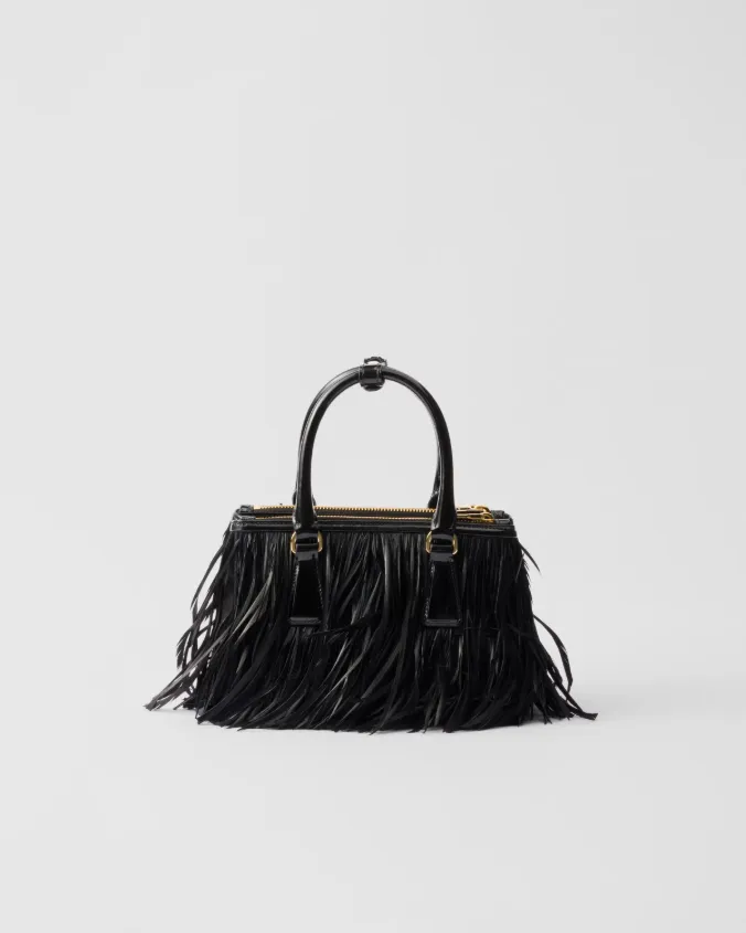 Prada galleria mini-bag with feather trim