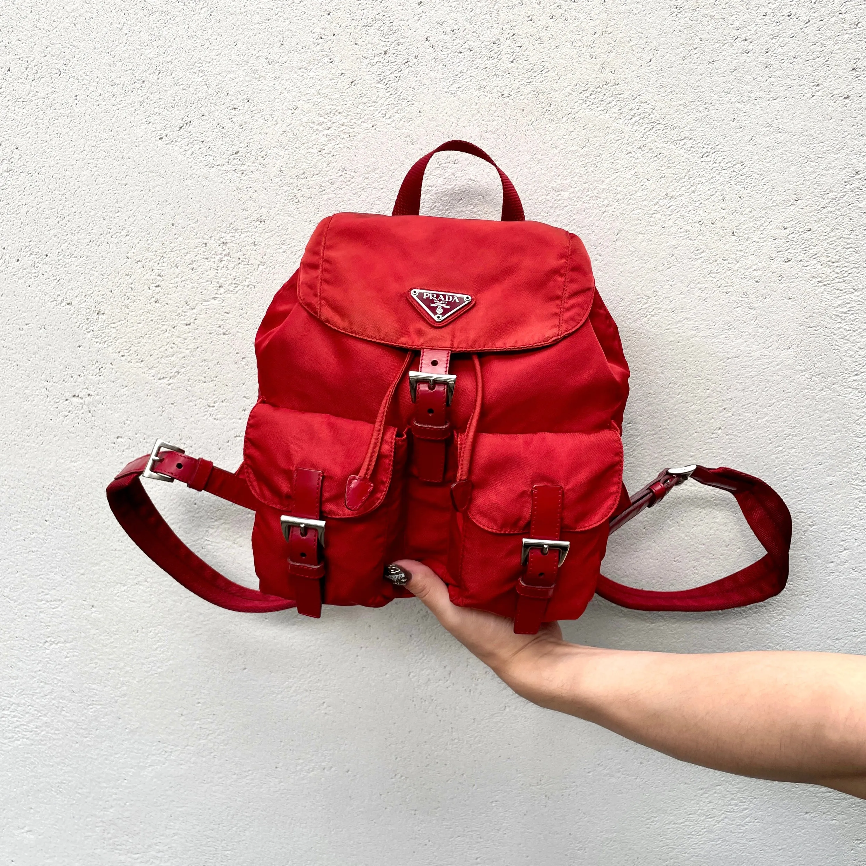 Prada Triangle Logo Nylon Backpack Pm