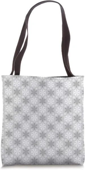 Pretty Bright Charcoal Gray And White Snowflake Pattern Tote Bag