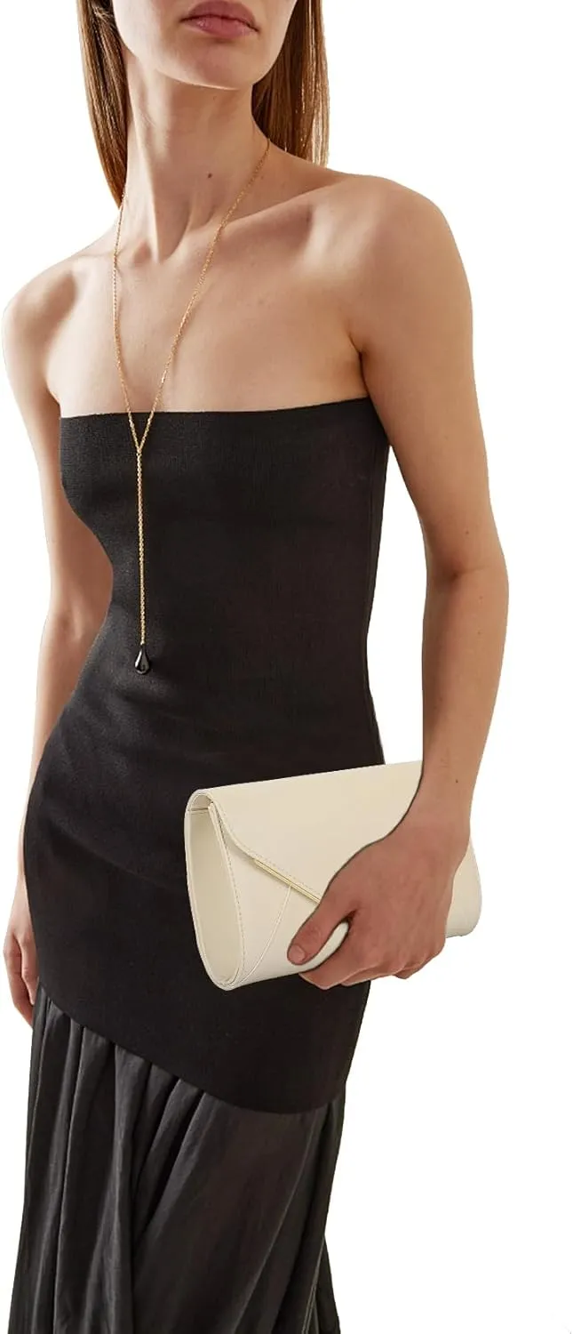 PU Leather Clutch Purses Women Evening Envelope Handbag Prom Wedding Party Foldover Bag