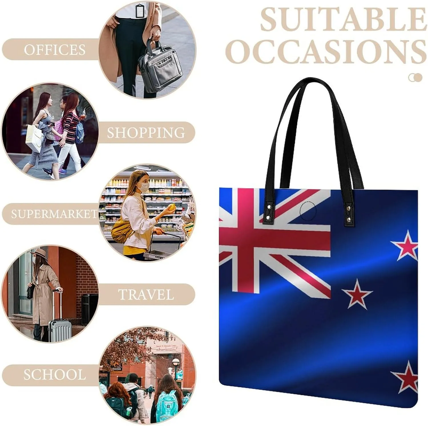 Pu Leather Tote Women Weekender Bag Shopping Handbag Travel Purse