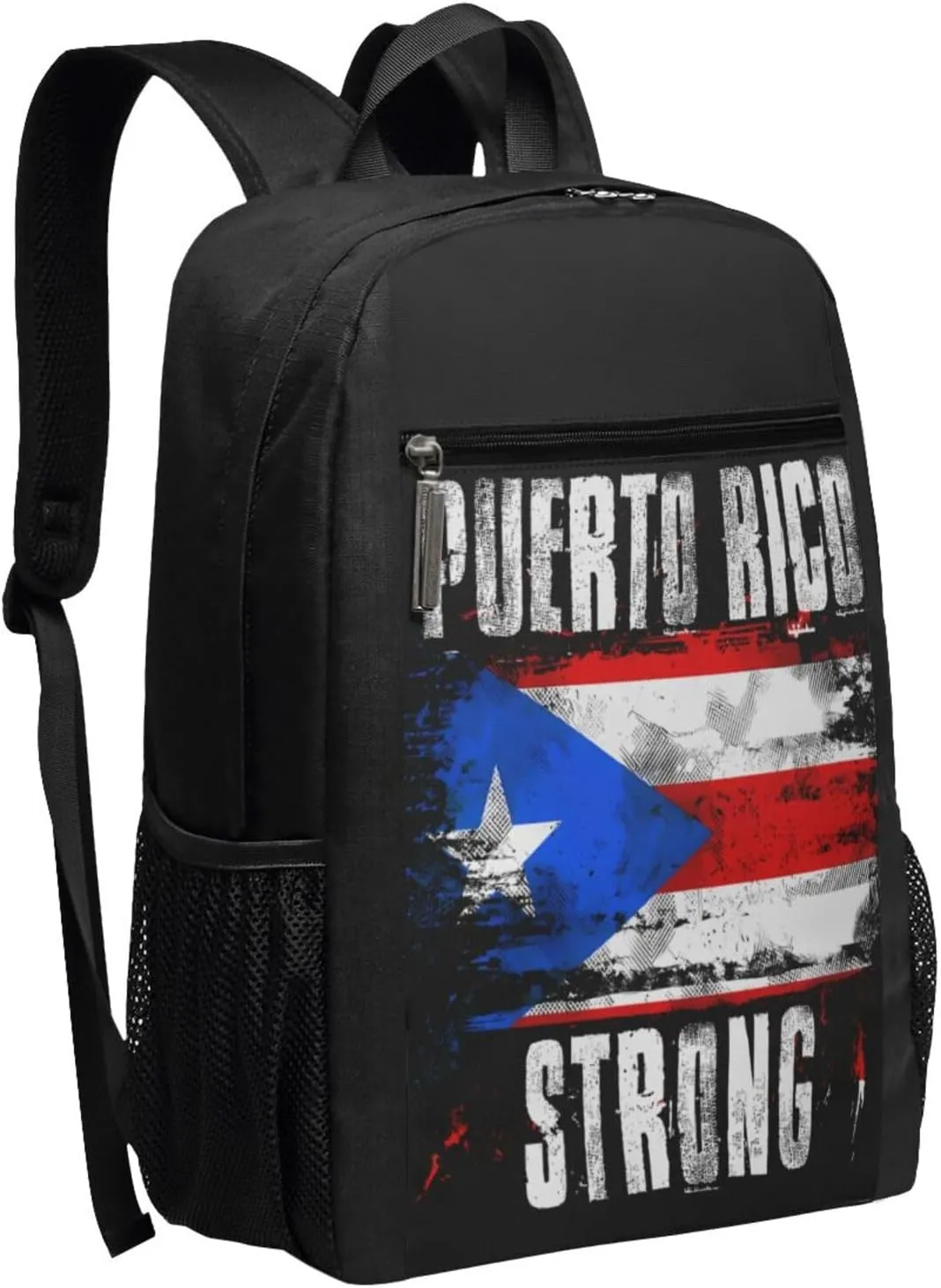 Puerto Rico Strong Graffiti Flag Casual Backpacks Sports Backpack Large Capacity Travel Rucksack Laptop Daypack with Multi-Pockets Adjustable Strap Work Bag for Hiking