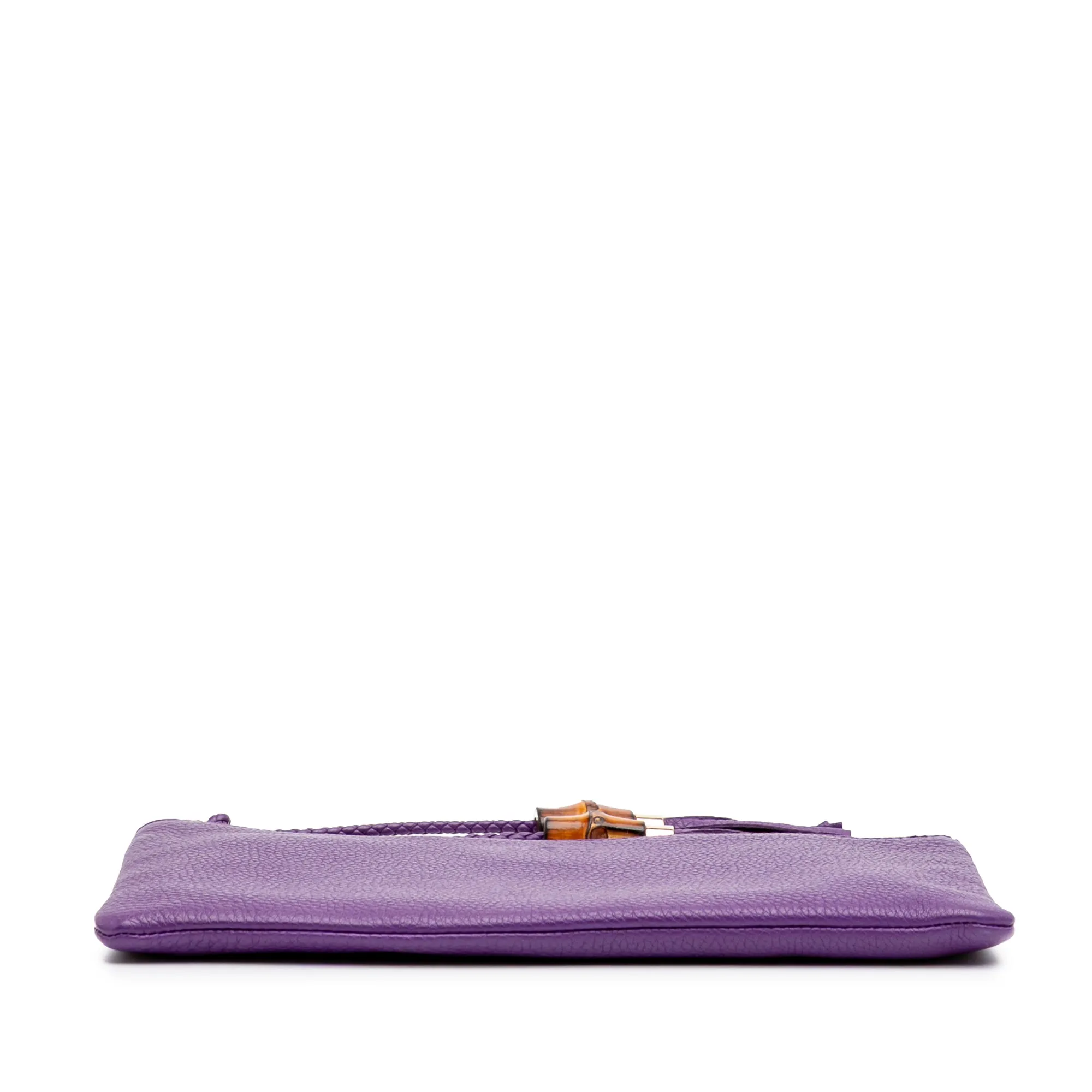 Purple Gucci Calfskin Bamboo Clutch