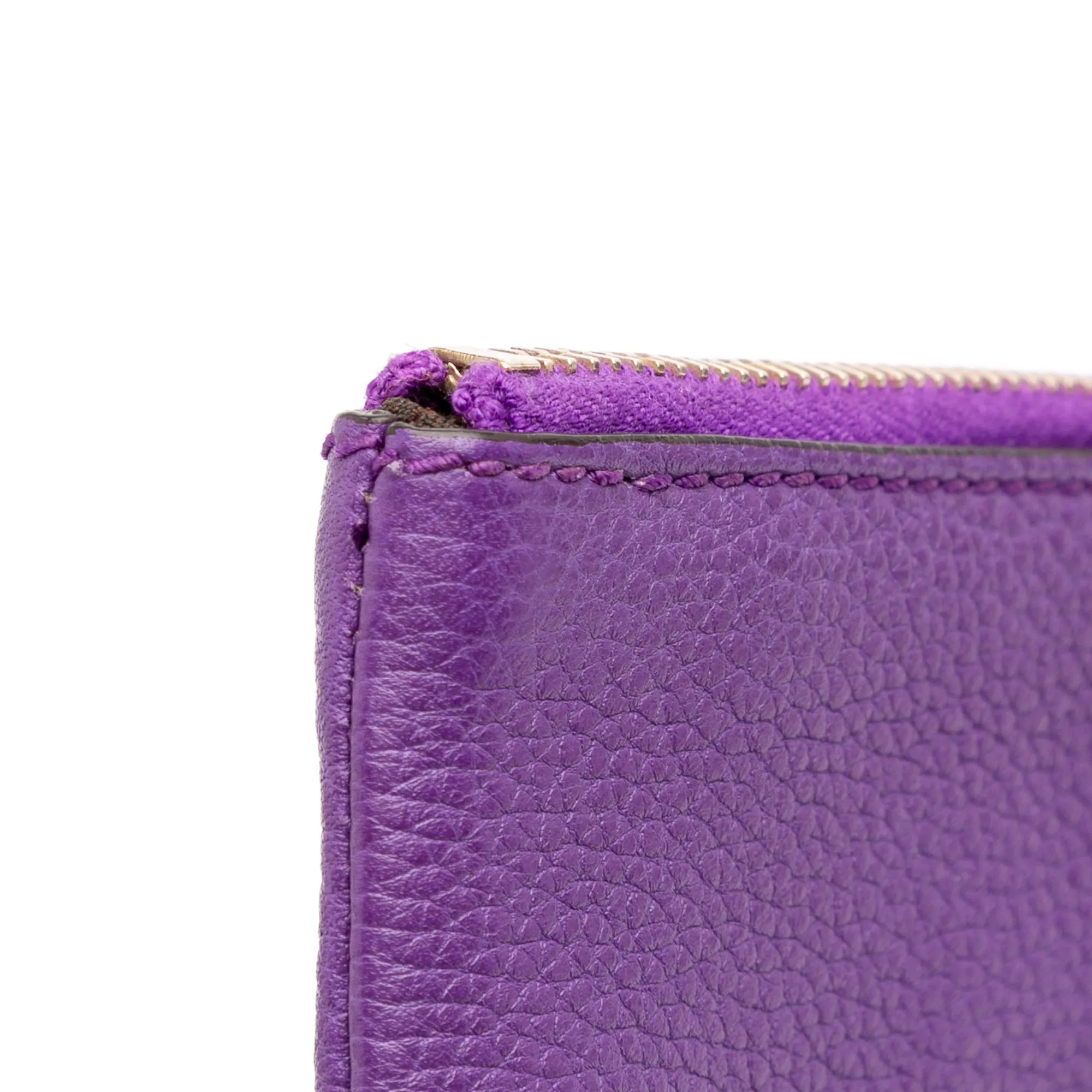 Purple Gucci Calfskin Bamboo Clutch