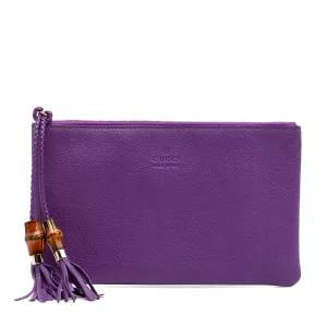 Purple Gucci Calfskin Bamboo Clutch