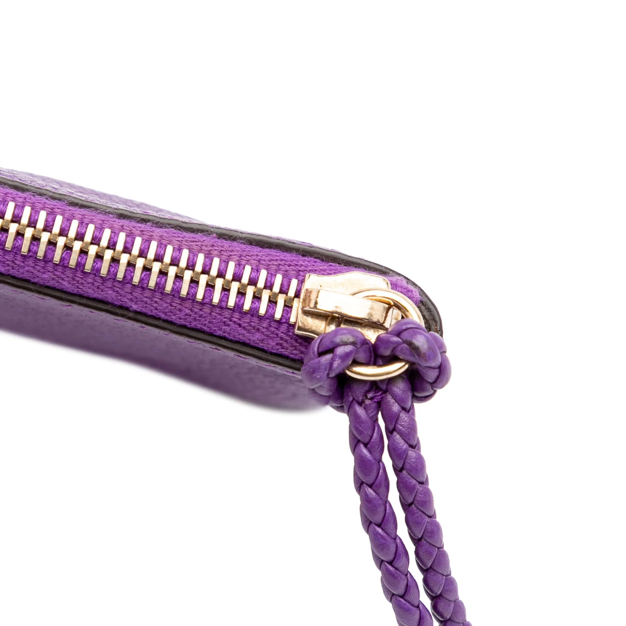 Purple Gucci Calfskin Bamboo Clutch