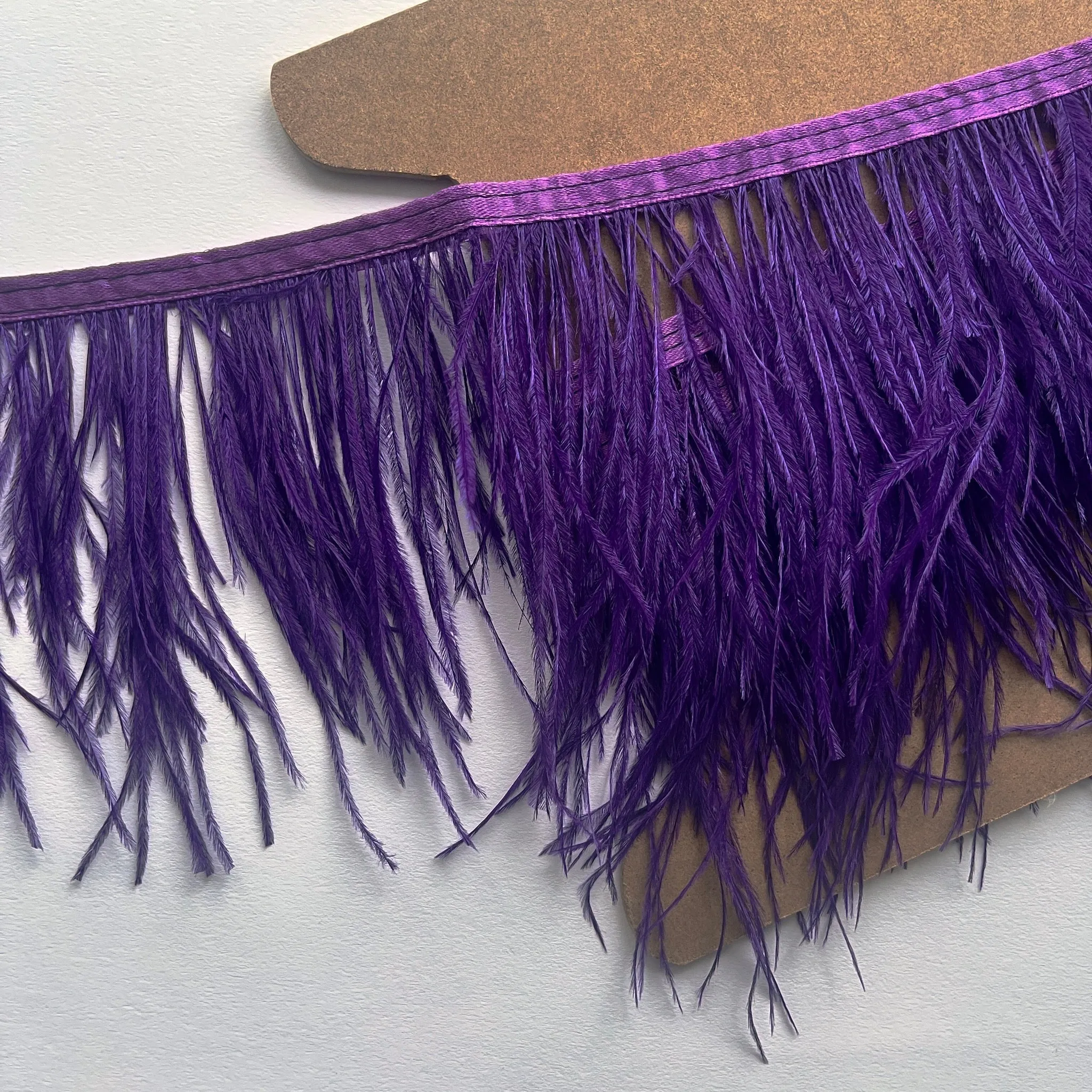 Purple Ostrich Feather Fringe Trim - 1.25m length