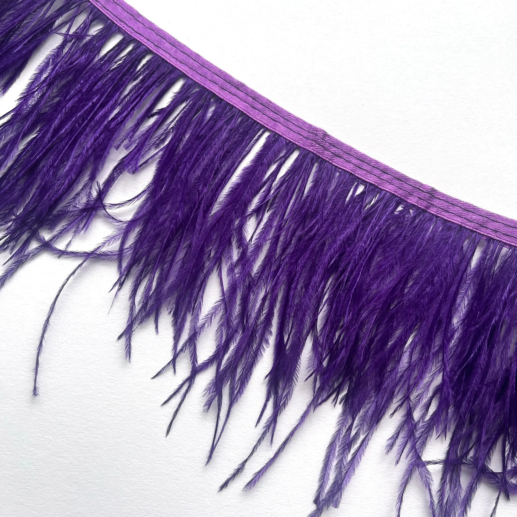 Purple Ostrich Feather Fringe Trim - 1.25m length