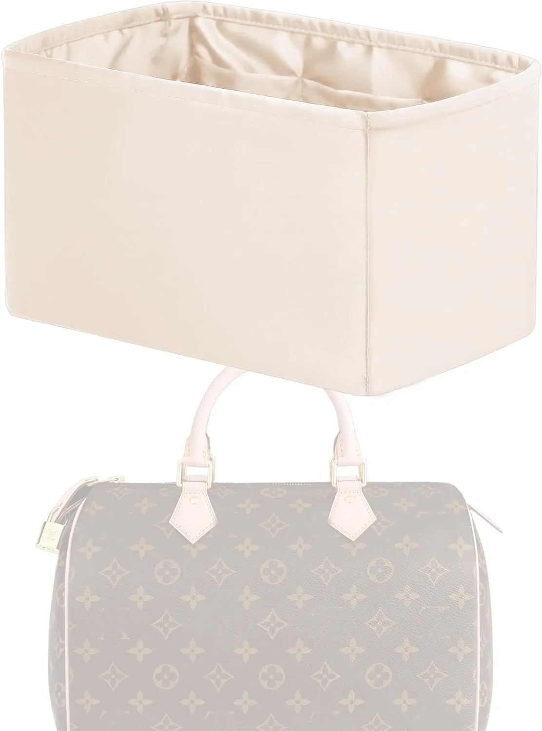 Purse Handbag Silky Organizer Insert Keep Bag Shape Fits LV Speedy 16/20/25/30/35/45 bags, Luxury Handbag Tote Lightweight Sturdy(Craie, Speedy 30)