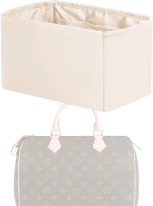 Purse Handbag Silky Organizer Insert Keep Bag Shape Fits LV Speedy 16/20/25/30/35/45 bags, Luxury Handbag Tote Lightweight Sturdy(Craie, Speedy 30)