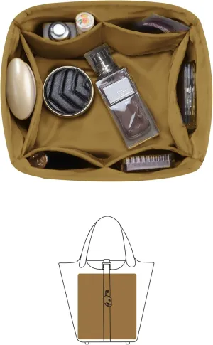 Purse Organizer Insert for Picotin 18/22, Satin Bag Organizer for Picotin Bags, Lightweight Purse Essentials for Women Luxury Handbags, Soft Touch Inner Liner with Multiple Pockets (Biscuit, PC18)