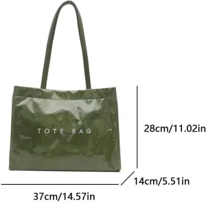 PVC Tote Bag for Women Letters Print Tote Bag Clear Plastic Handbag Large Kraft Paper Purse Hobo Handbag