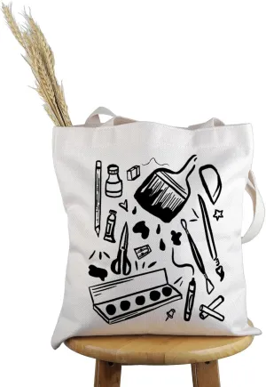 PWHAOO Art Teacher Gift Art Supplies Design Tote Bag Artist Handbag Art Lover Gift Art Stu-dent Sch-ool Gift